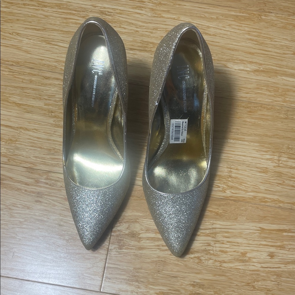 INC International Concepts Silver Glitter Heels